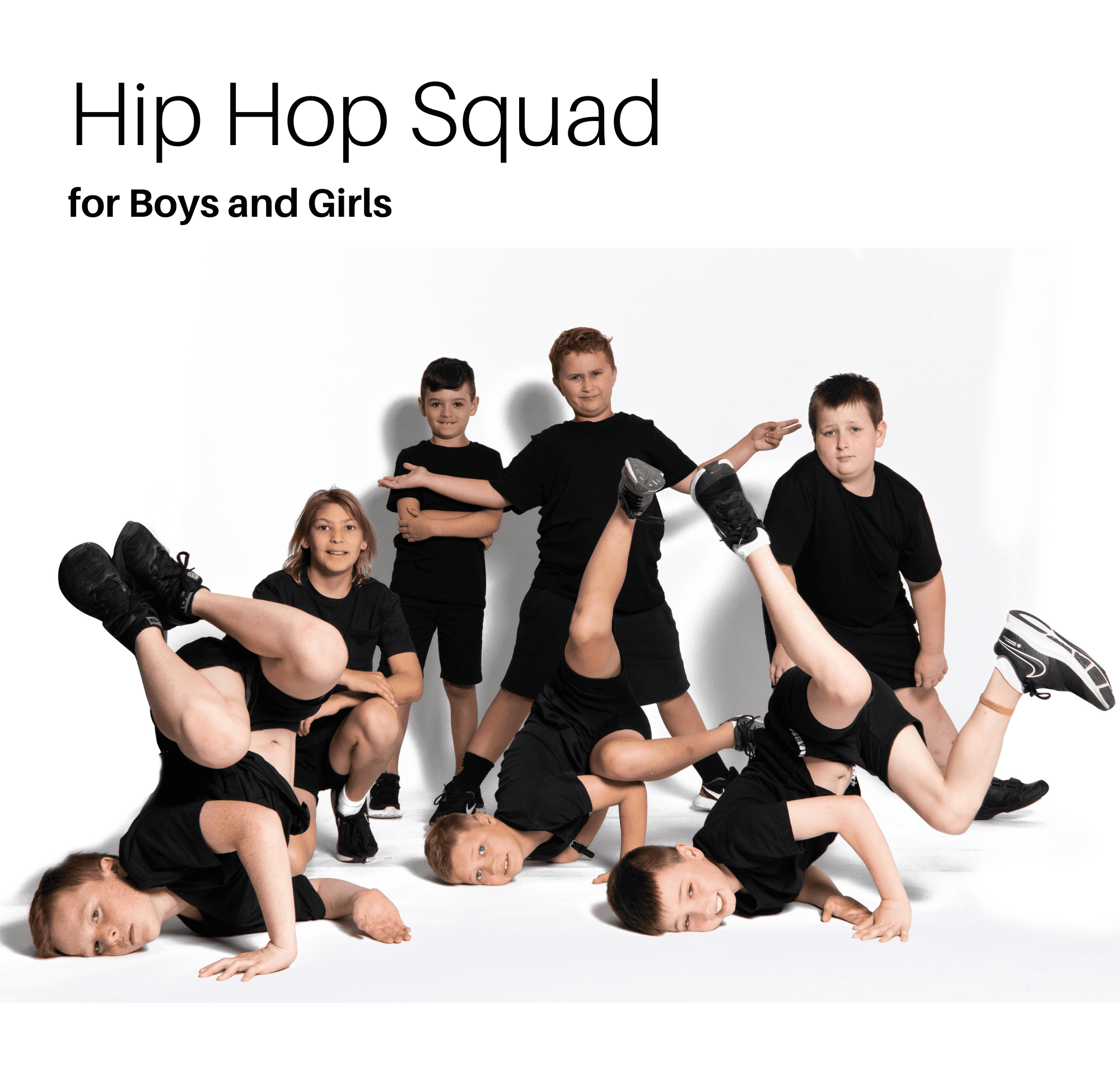 Boys aged 10-12 in their hip hop class at Simone's School of Performing Arts in Berkeley Vale, enjoying hip hop dance for kids