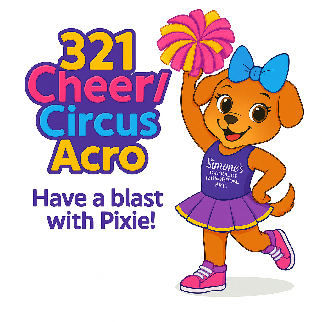 Lil Cheer logo for Simone's School of Performing Arts in Berkeley Vale, representing cheerleading classes for preschool kids.