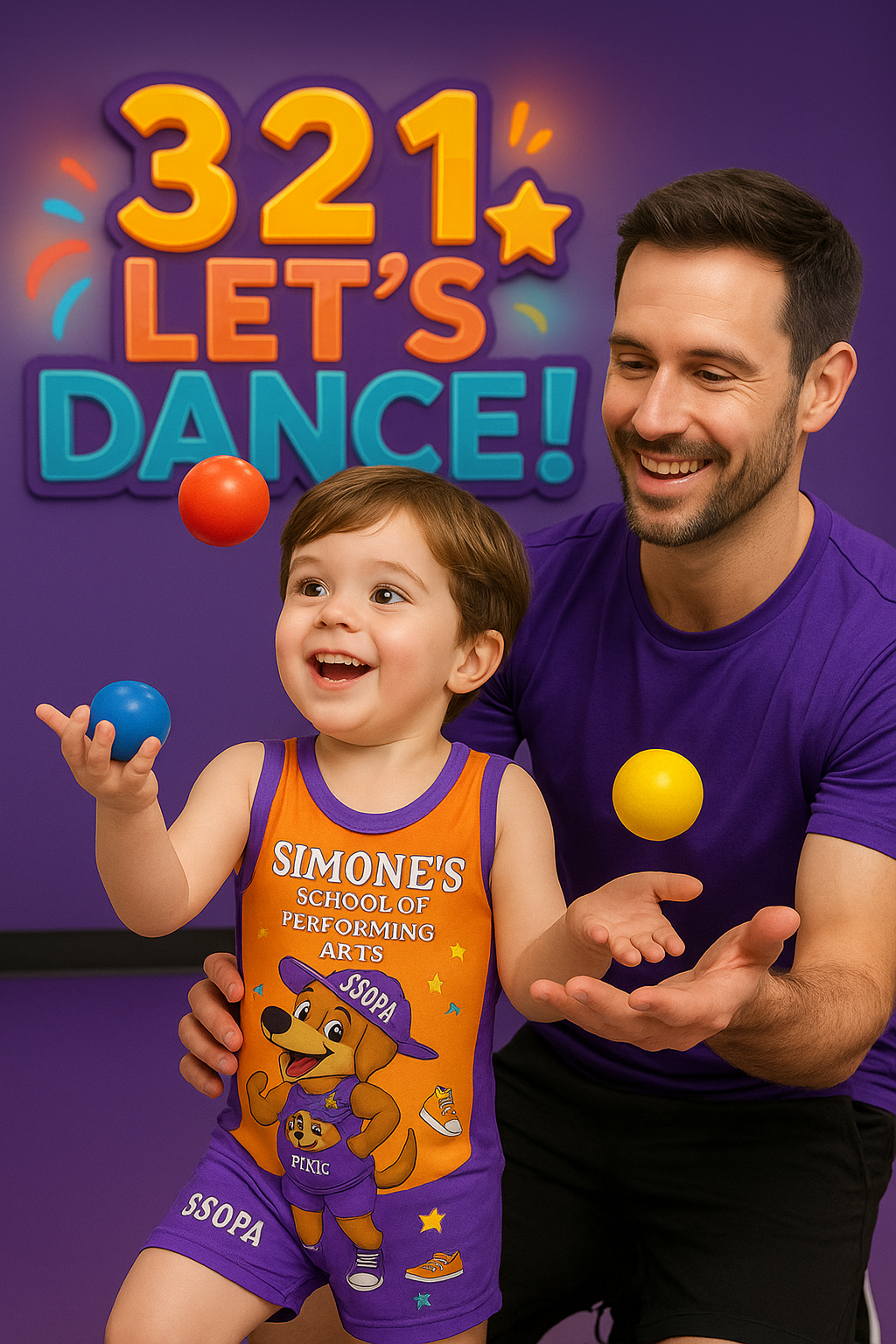 Preschool student hugging teacher in Lil Circus class at Simone's School of Performing Arts in Berkeley Vale.